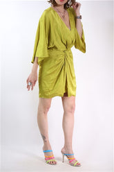 שמלת סטן חדשה בירוק- M-L